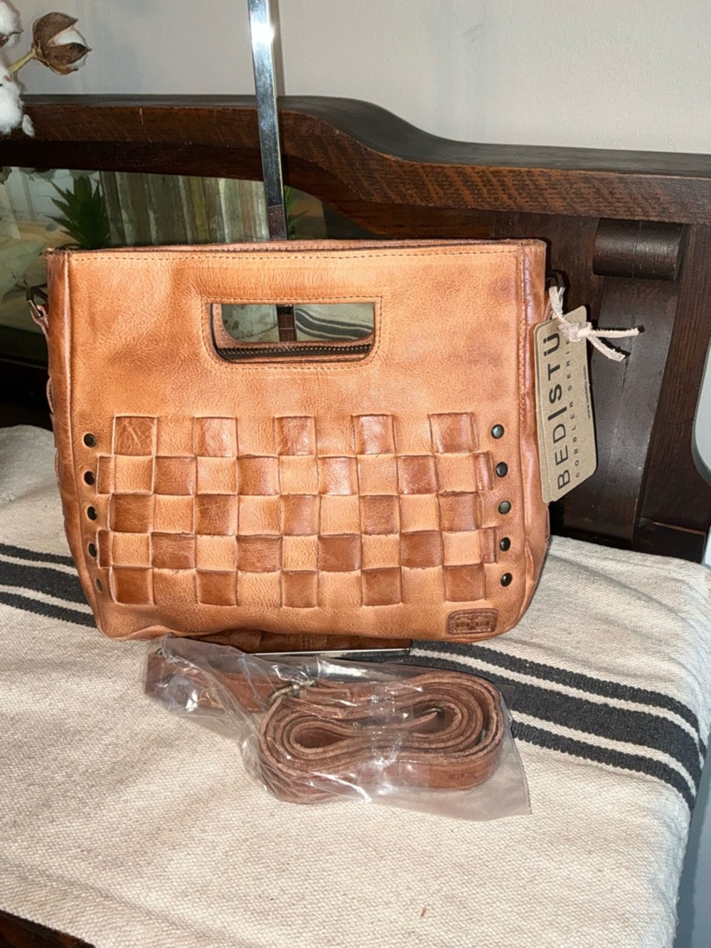 NWT Bed Stu Leather Keiki Crossbody Bag Handbag Tan DD Dip Dyed MSRP $235